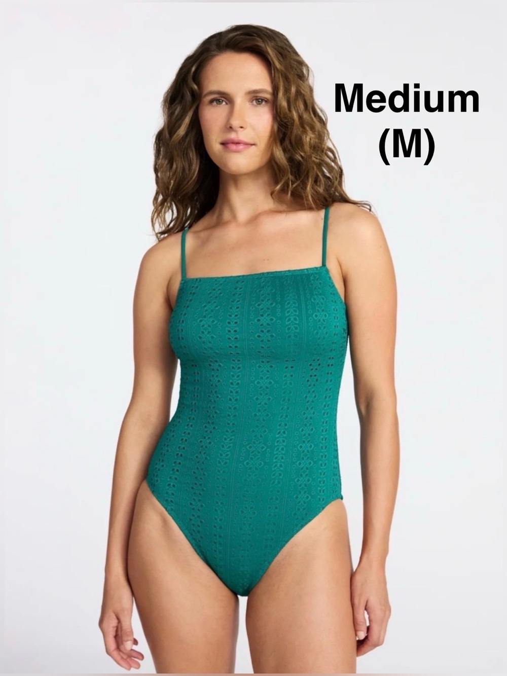 Time and Tru Women's Square Neck One-Piece Swimsuit, Size M